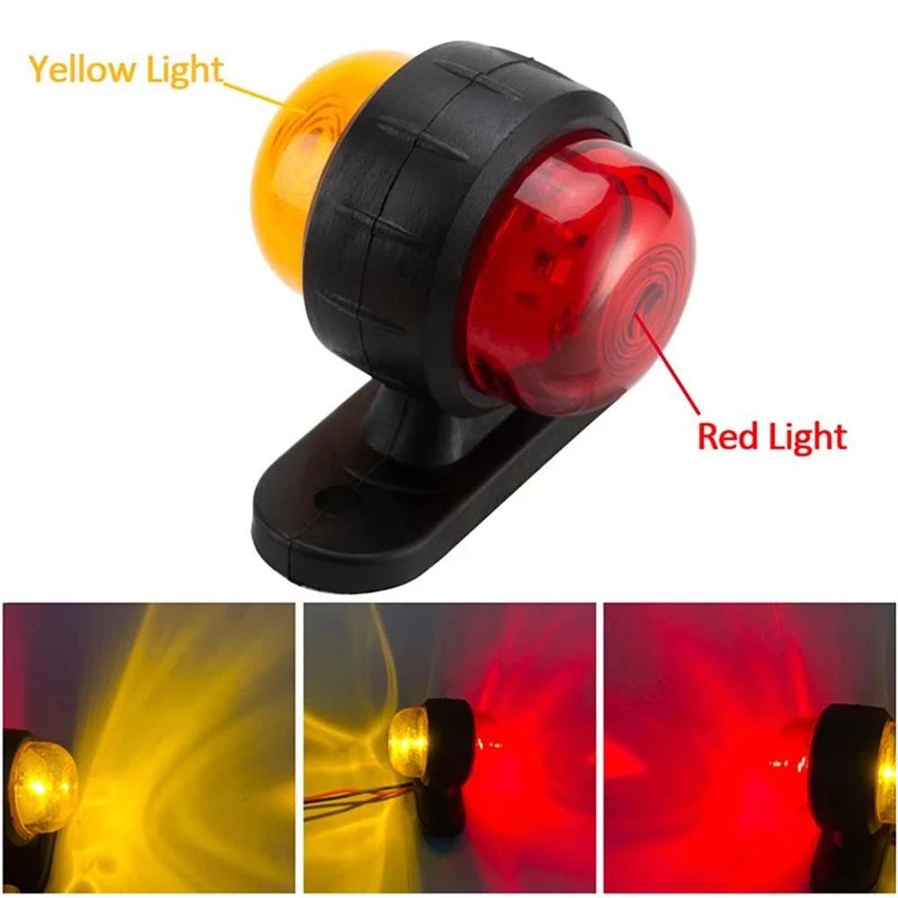 2PCS Truck Side Marker Lights Outline Lamp 12V 24V Side Light Red Amber Signal Indicator Light Trailer Van Bus Caravan Boat
