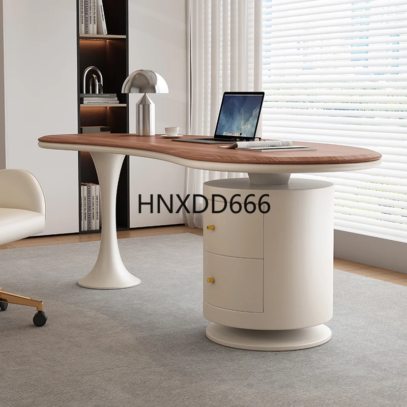 Escritorio de computadora de estudio en casa de oficina de madera maciza integrado