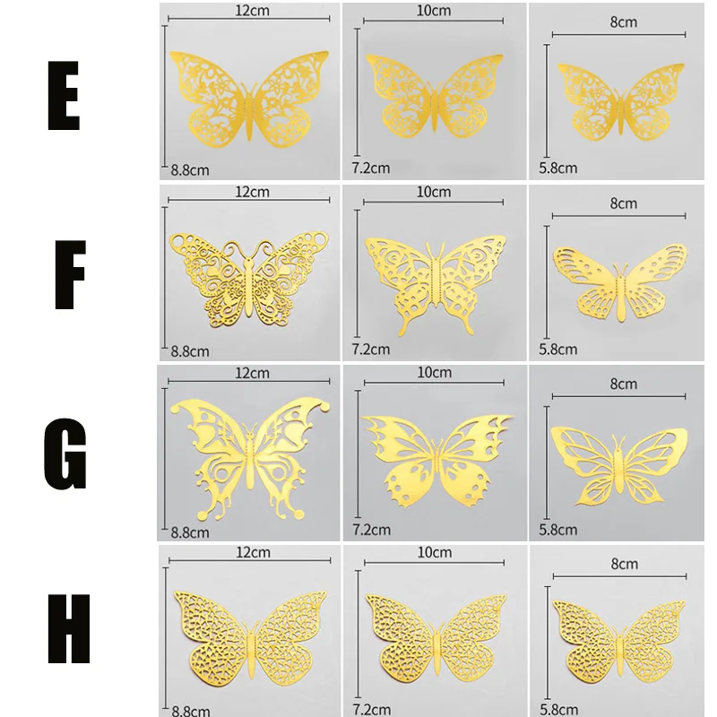 12Pcs Fashion 3D Hollow Butterfly Creative Wall Sticker For DIY Wall Stickers Modern Wall Art Home Decorations