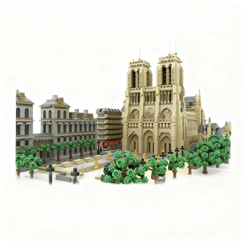 4879pcs MOC Notre Dame Expansion Architecture Model Building Blocks Creative Display Gift Collectible Decor Kids Premium Adult