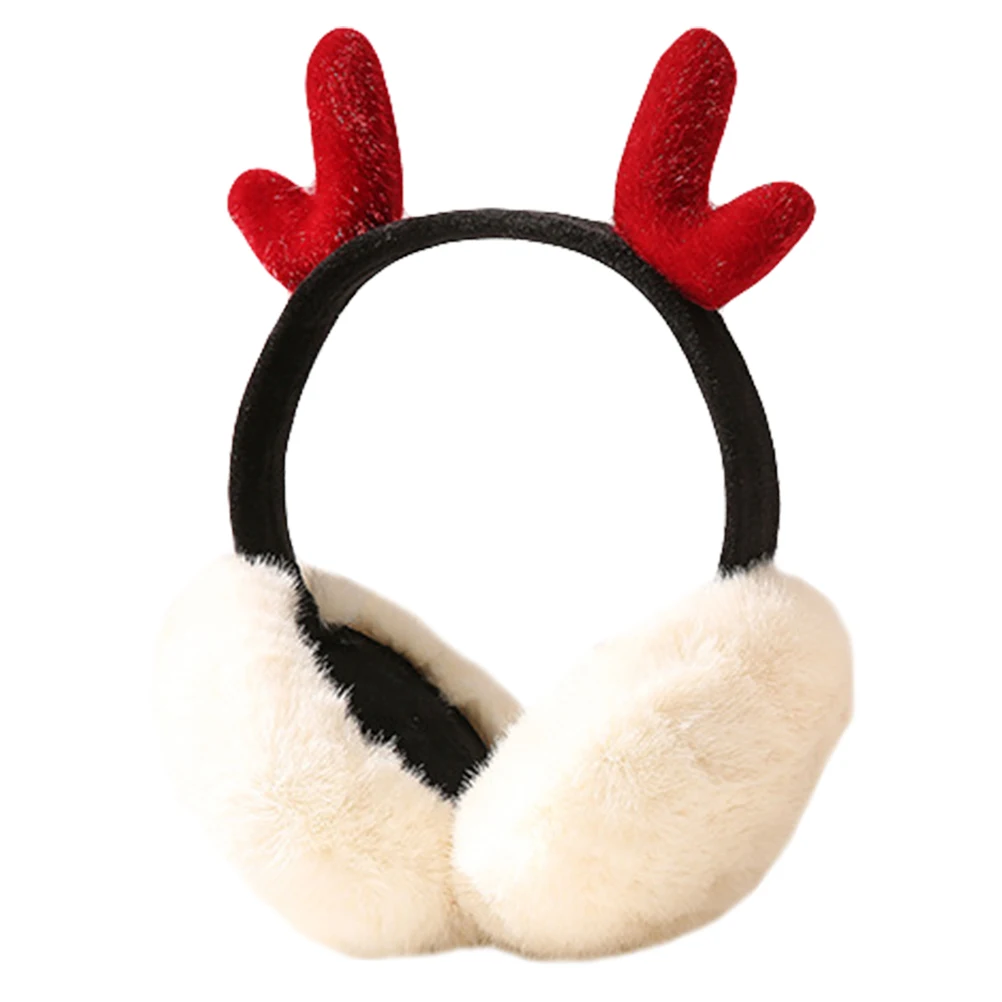 

Warm Earmuffs Deer Antlers Kids Adult Outdoor Winter Ear Cover Adjustable Size Perfect for Skiing Snowboarding Christmas