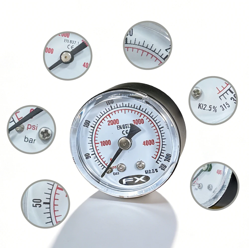 4500psi High Pressure Gauge 40mm diameter with 1/8'' BSP for FX Accessories