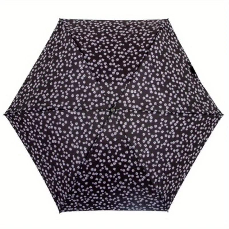 مظلة يدوية صغيرة الحجم - كحلي: عمود تلسكوبي، نمط الأزهار