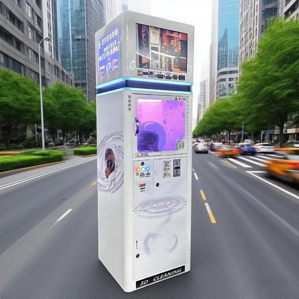Touchless Helmet Cleaner: Automated Sanitizing, Disinfection & Odor Removal. Self-Service Unmanned Kiosk Customized