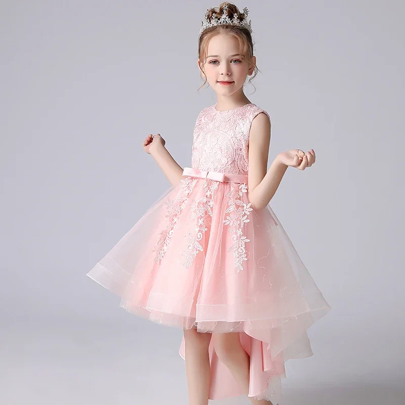 Girls Dress New Design Tail Chinese Style Elegant New Year Princess Children Evening Wedding Party Dress