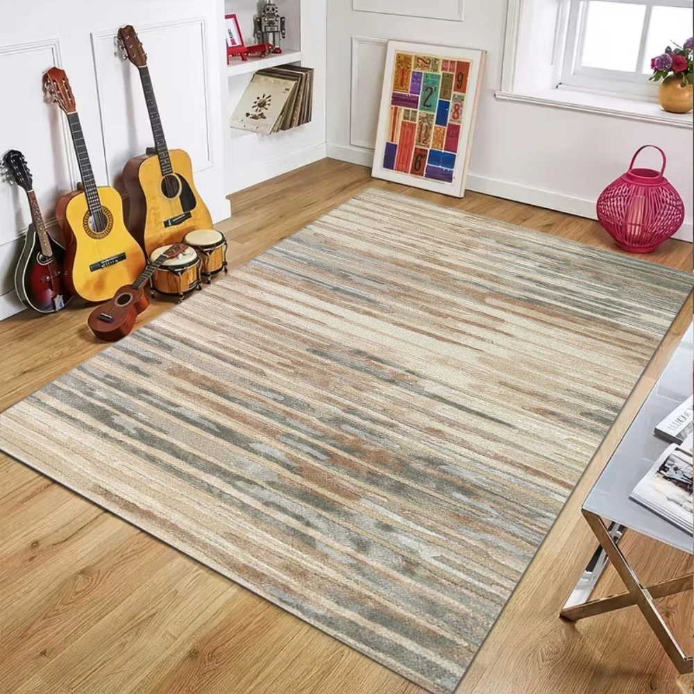 Gradient Striped Art Texture Carpet  Modern Casual Style Easy Clean Floor Mat for Living Room Bedroom Home Decor