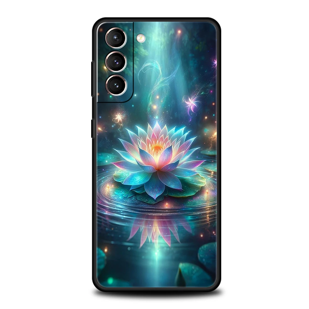 삼성 갤럭시 S25 S24 S23 S22 S20 S21 FE 울트라 S10 S10E S9 플러스 5G 소프트 TPU Fundas 커버 Capas 가방에 대한 연꽃 전화 케이스