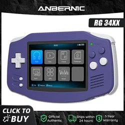Anbernic RG34XX 64Bit Retro Handheld Game Player 3.4-inch IPS Screen HD-Support TV Portable Game Console 3500mAh streaming Gift