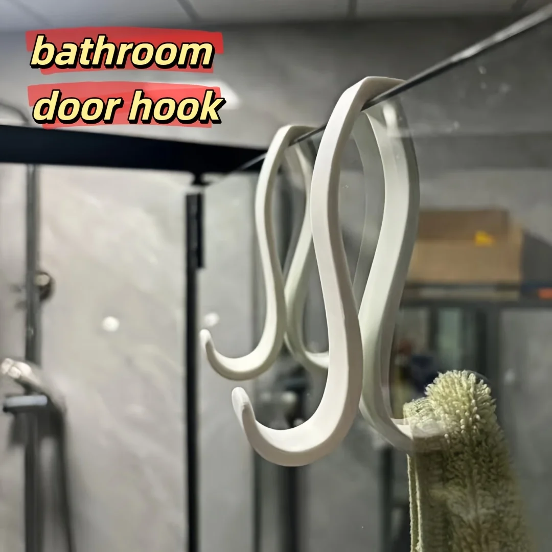 1PC Double Hooks for Bathroom Door No-Drill Universal Thickened Load-Bearing Traceless Non-Adhesive Storage And Clothes Hooks