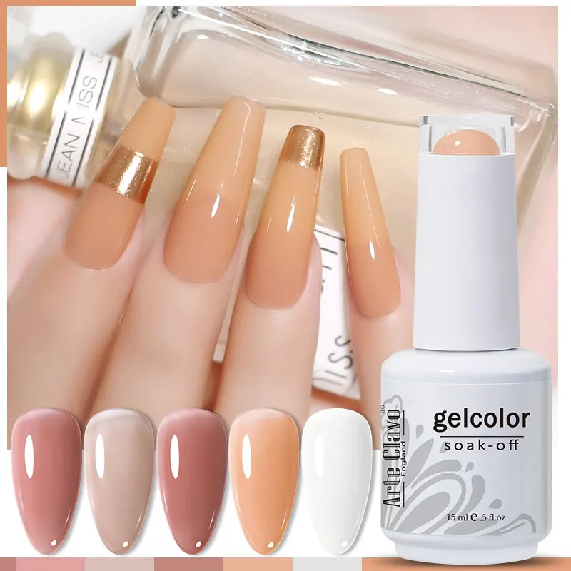 Arte Clavo Jelly Gel Polish Translucent Manicuring UV Gel Nail Polish Semi Permanent Crystal Gel Soak Off Top Coat DIY Nail Art