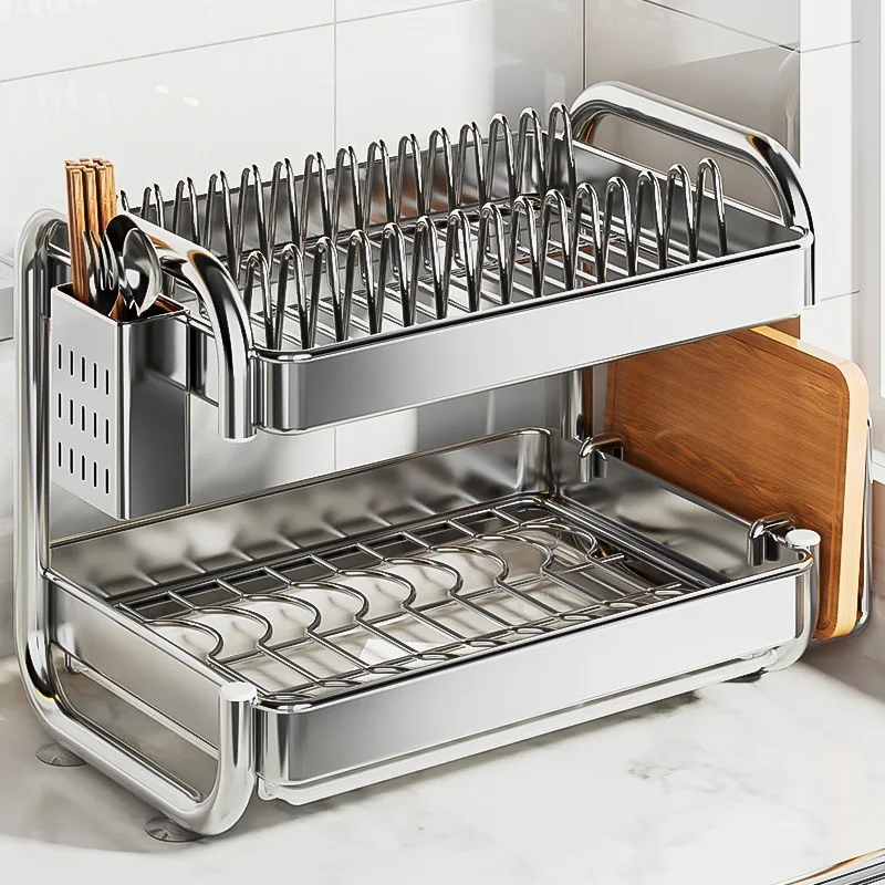 

Home Stainless steel dish storage rack drain bowl and plate kitchen storage rack multi-functional dish bowl and plate bowl rack
