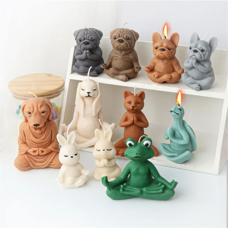 

Multi Style Yoga Animal Candle Silicone Mold Rabbit Dog Soap Resin Plaster Mould Frog Chocolate Ice Making Set Home Decor Gifts