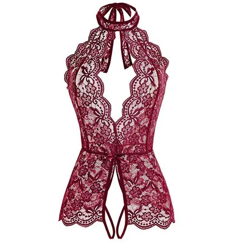 

Top Fashion Sexy Lace Backless Jumpsuit Sexy Lingerie Floral Hollowed Out Lace Bodysuit Womens Sleepwear Lingerie Body Shaper
