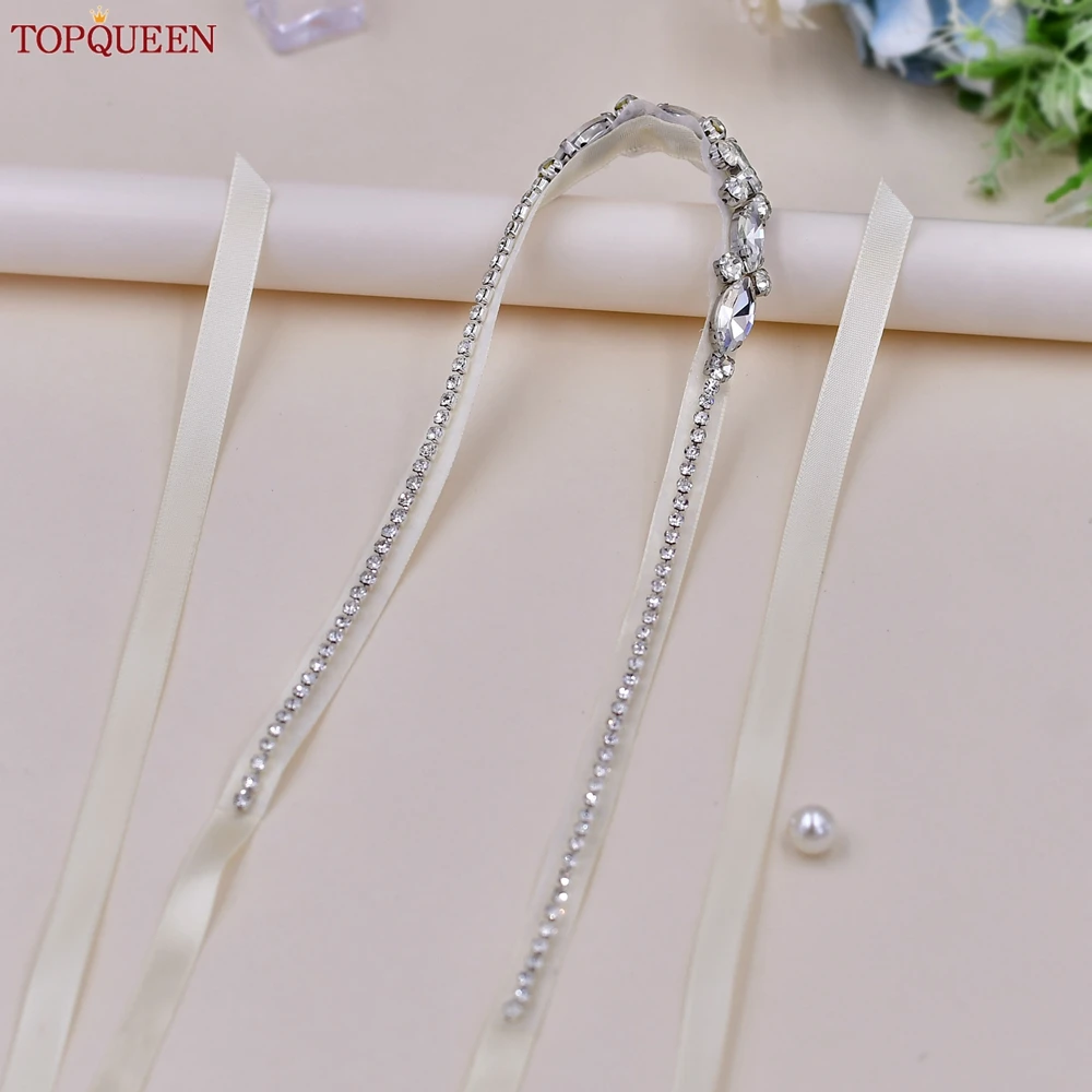 TOPQUEEN Wholesale Wedding Accessories Silver Rhinestone Bridal Thin Belt Formal Dress Waist Decoration Bridesmaid Belt S386