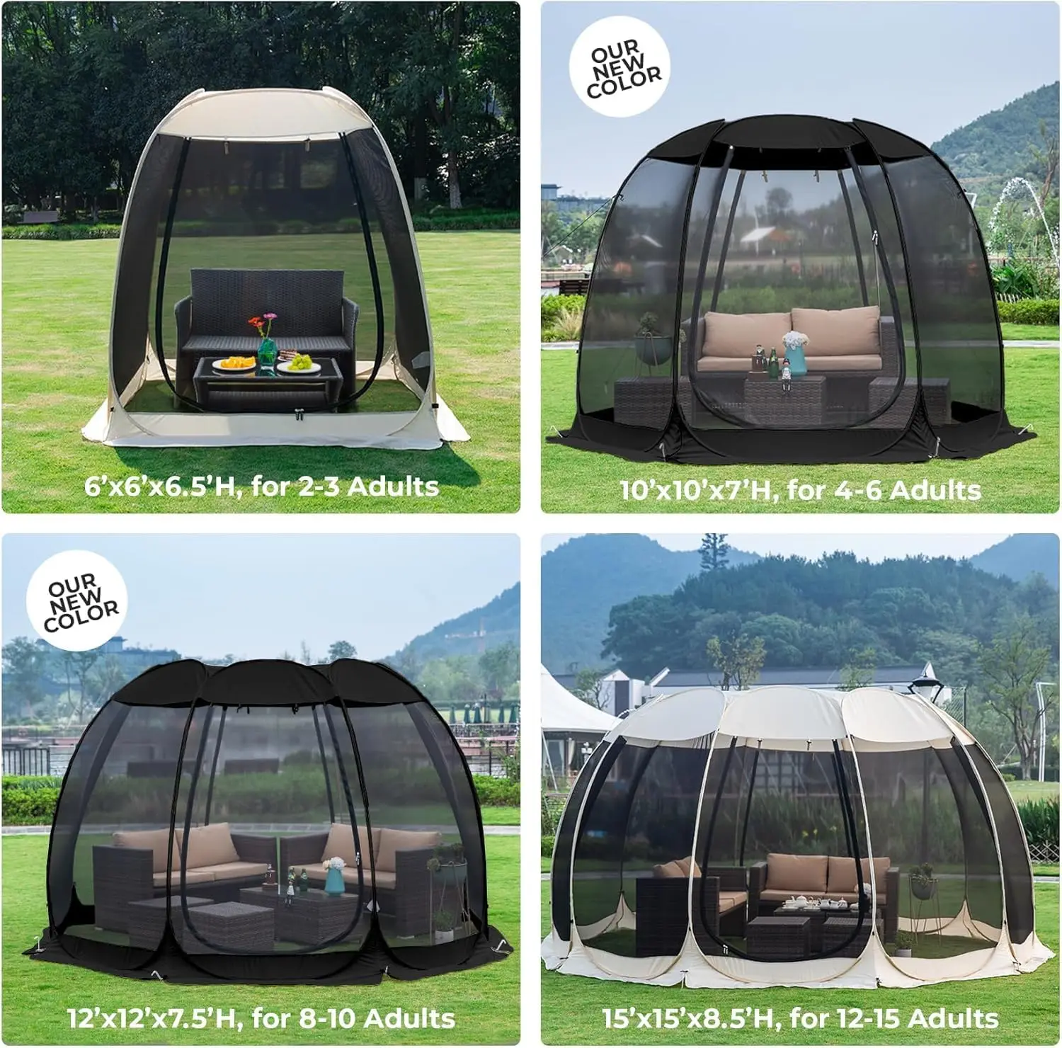 Pop Up Screen House Tent, Instant Outdoor Gazebo with Mosquito Netting & UPF 50+ Sun Protection, Portable Canopy Shelter