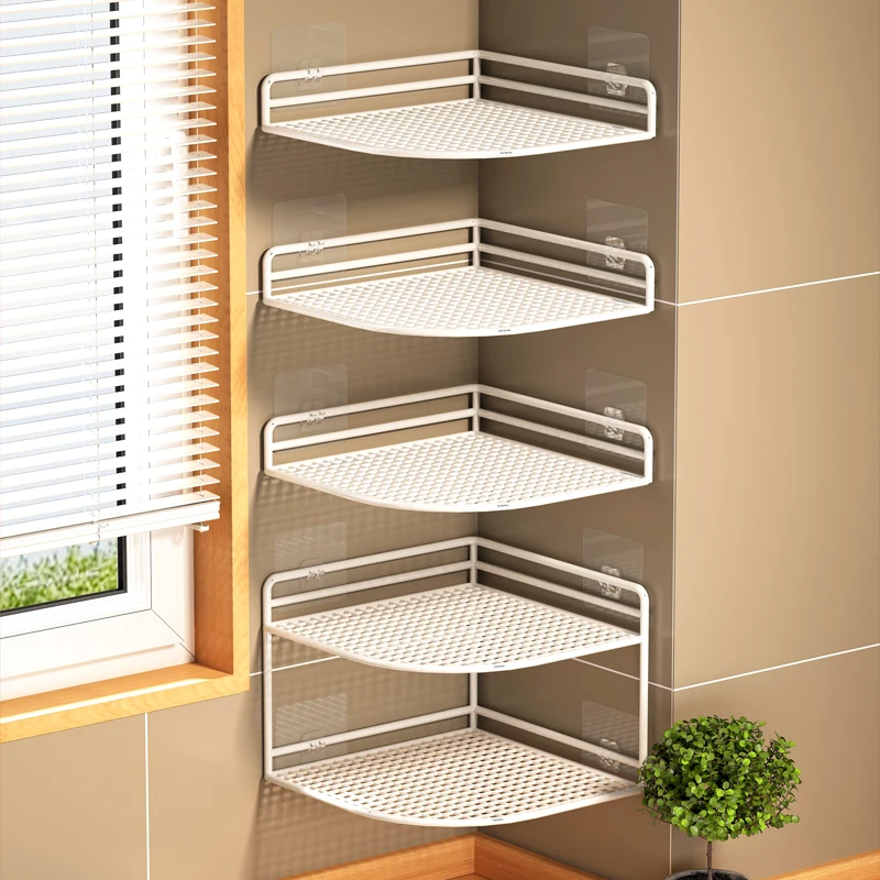 

Kitchen Corner Wall Mounted Storage Ra Multi Layer Pot Holder No Drilling Required Iron Material Japanese Sle Organizer