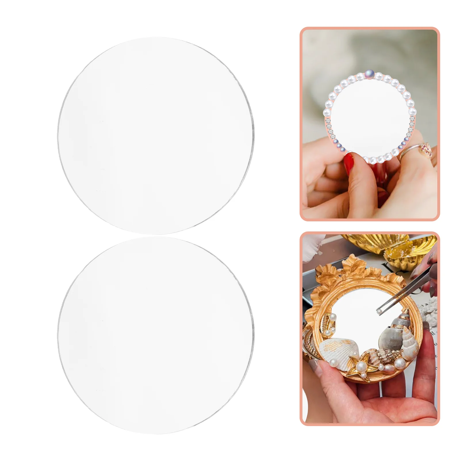 

10 Pcs Makeup Mirror Oval Small Glass Material Lens White DIY Cosmetics for Project