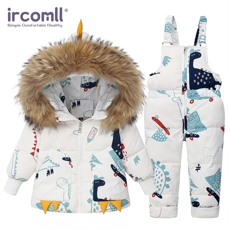 Ircomll Winrer Sets for Baby Girl Whiter Duck Down Boy Parkas and Overalls Kids Clothes Ski Set Down Jacket 1-5Y Toddle Outwear
