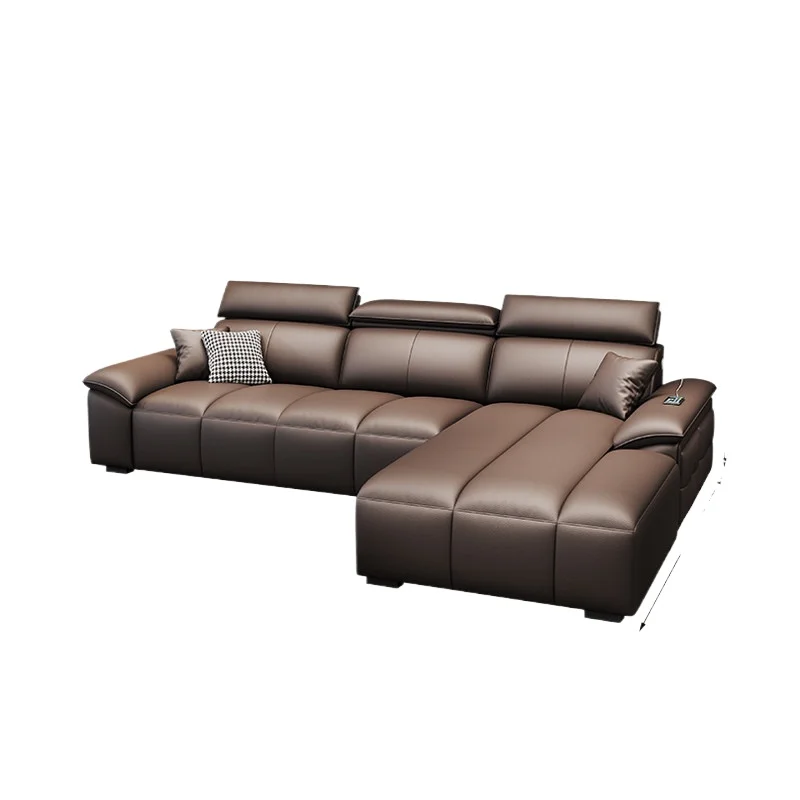 CX Italian minimalist leather sofa living room modern simple size apartment cat scratching leather straight row three people