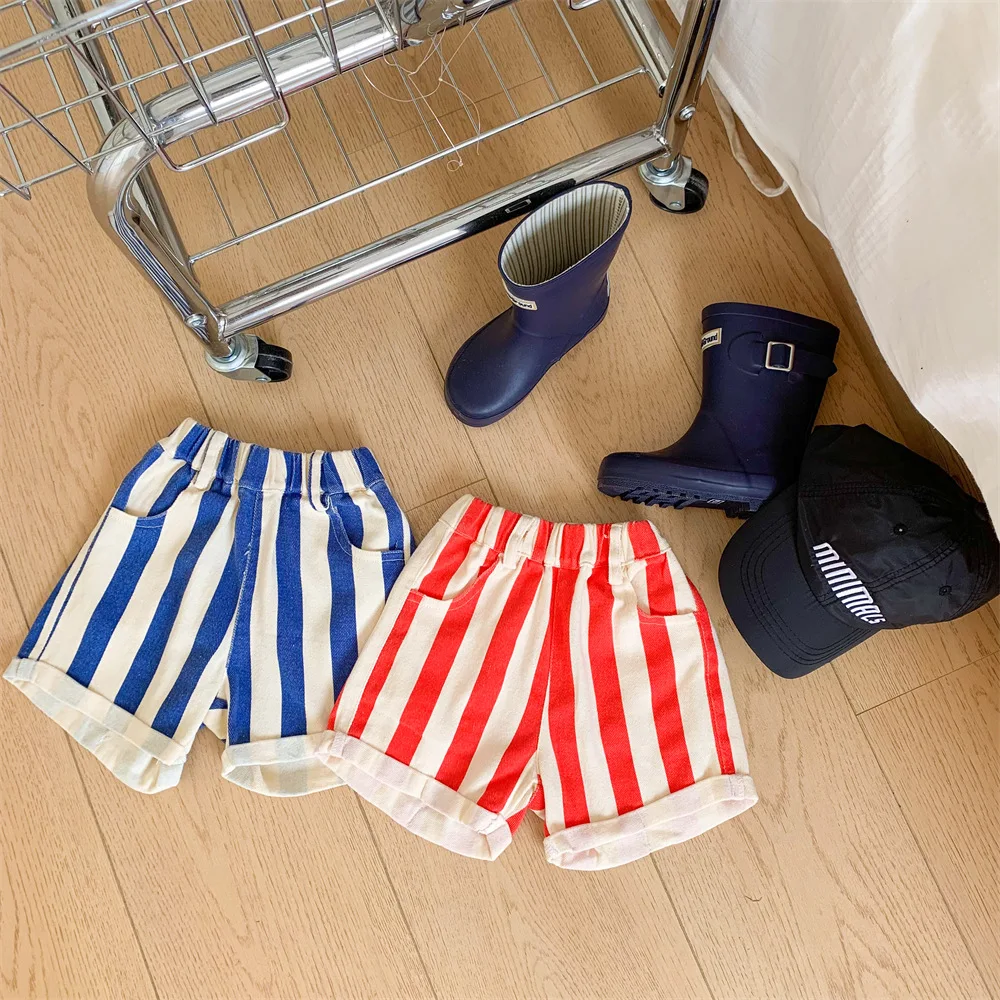 2022 Summer Girls Boys Casual Stripe Shorts Baby Kids Children Cute Print Shorts