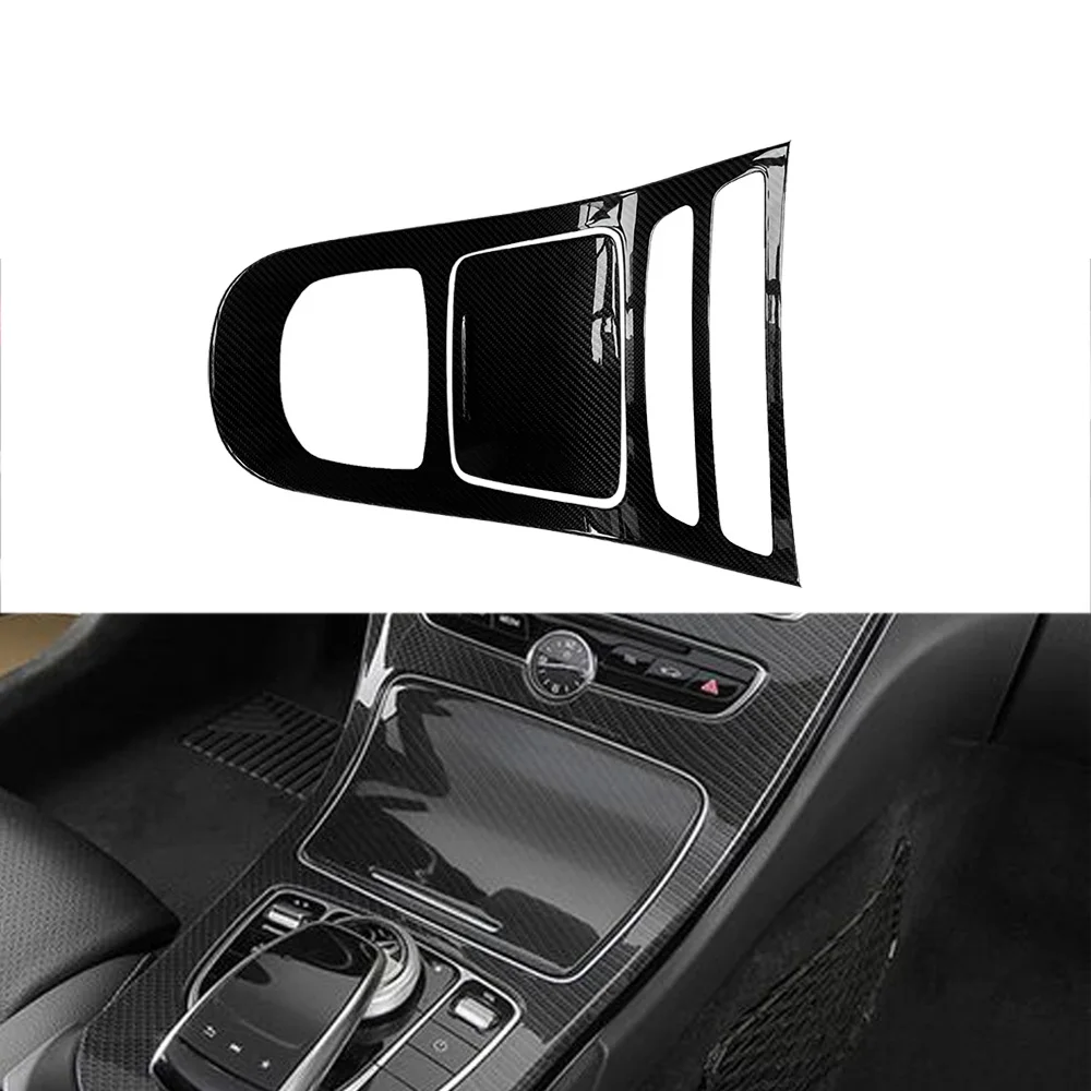 2pcs Real Dry Carbon Fiber Interior Center Console Panel Decoration Cover For Mercedes CLS 2019up