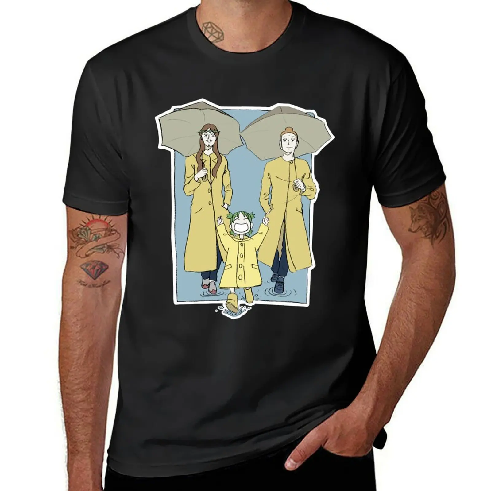 Jesus & Bouddha and Yotsuba T-Shirt funnys anime quick-drying mens t shirt graphic