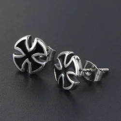 Retro Gothic Templar Iron Cross Earrings Men's Hypoallergenic Earrings Punk Trend Ethnic Style Alternative Jewelry