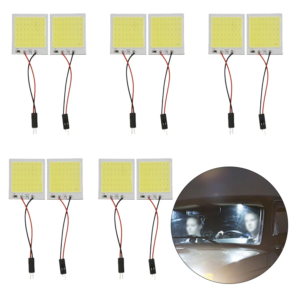 10pcs White 48SMD COB LED For T10 4W 12V Car Interior Panel LED Lights Lamp Bulb Car Dome Light Auto Interior Reading Bulb