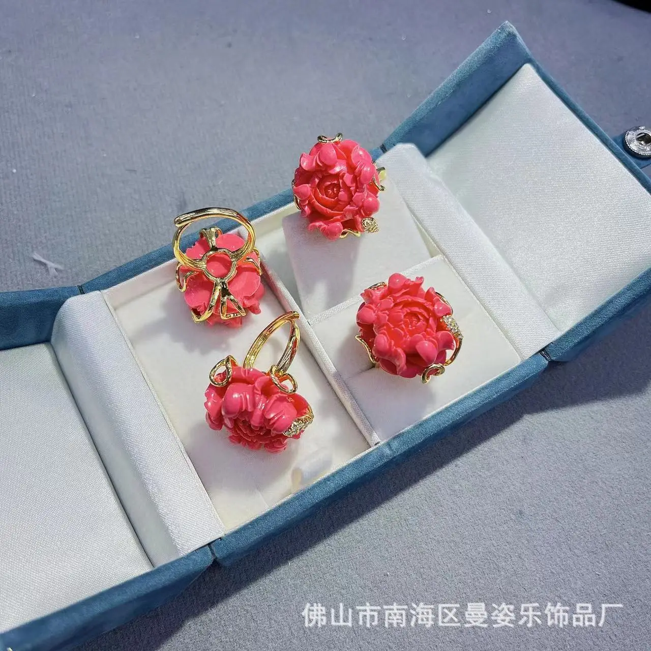 

Ore Internet celebrity powder pressed peony personalized niche popular zircon simple ring