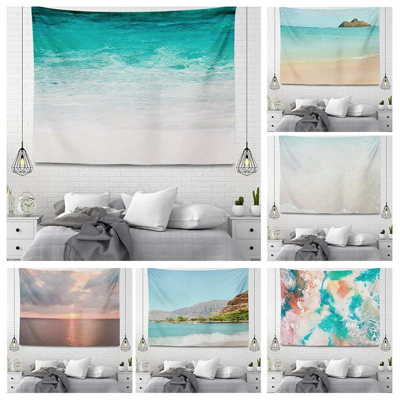 Seaside Scenery Tapestry Minimalist Art Tapestry Aesthetic Room Accessories Wall Hanging Fabric Wall Home Living Room Decor