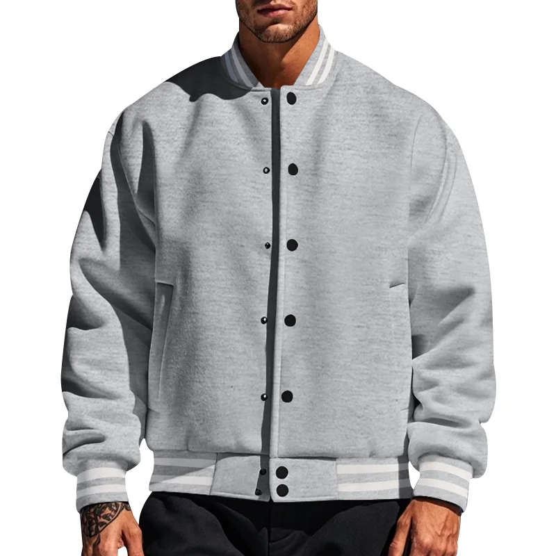 Autumn and Winter New American Style Baseball Uniform Men's Casual Sports Loose Stand Collar Button Pilot Jacket Promotion