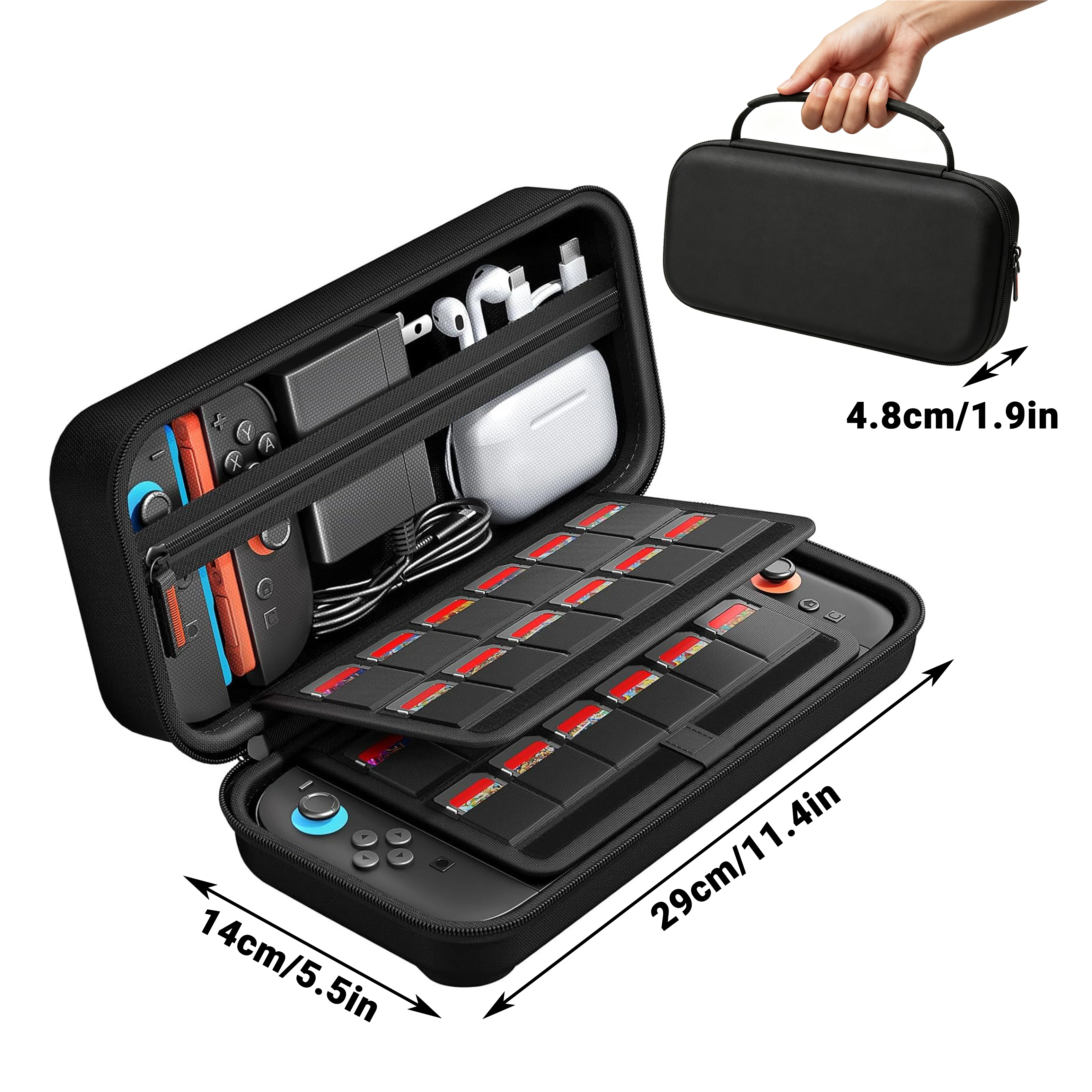 Protective Hard Shell Travel Carrying Case for Nintendo Switch 2, Storage Bag with 24 Game Card Slots for Console & Accessories