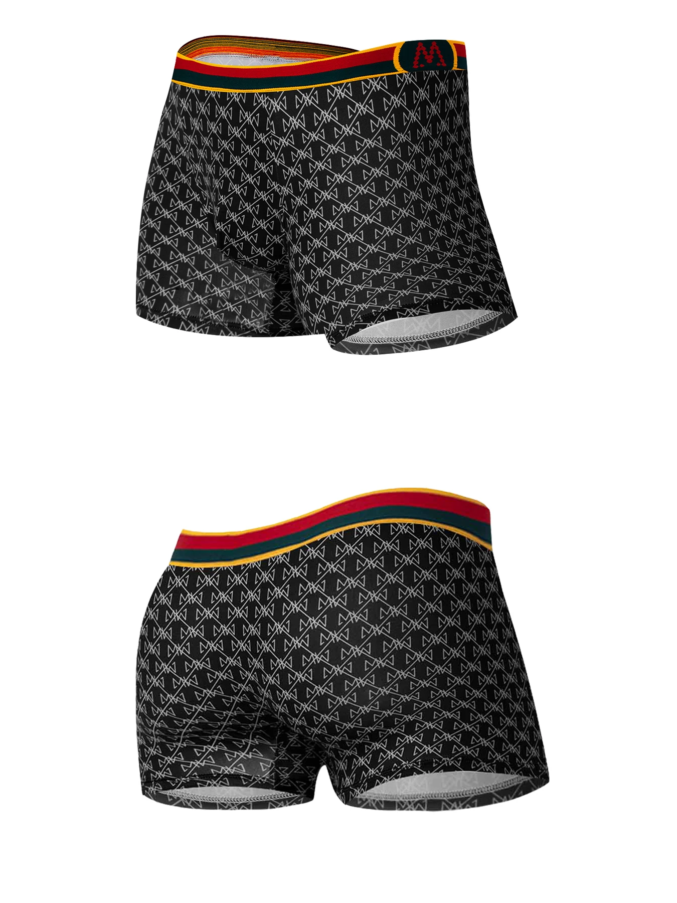 Random 6 Pack Men's Boxer Briefs Skin-Friendly Breathable Underwear Trunks with Colorful Elastic Waistband & Letter Print