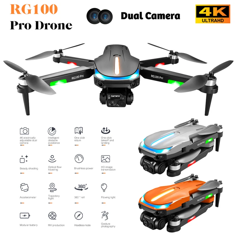 RG100 Pro New WIFI FPV Drone Wide Angle 4K 1080P Camera Height Hold RC Foldable Quadcopter Helicopters Remote Control Airplanes