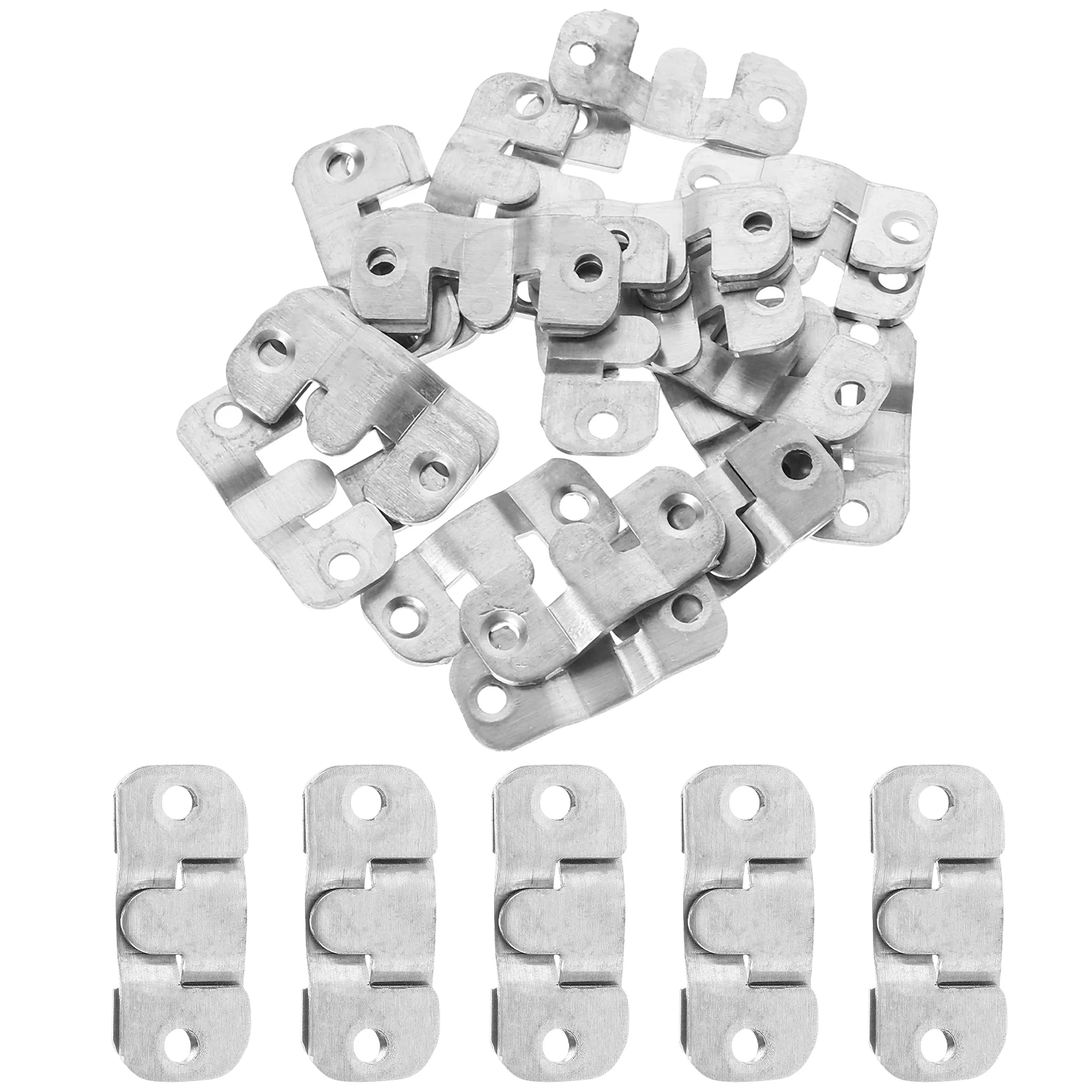 

30pcs Mirror Buckle Hooks Stainless Steel Heavy Duty Picture Frame Hangers Interlocking Clips For Photo Gallery Display Wall