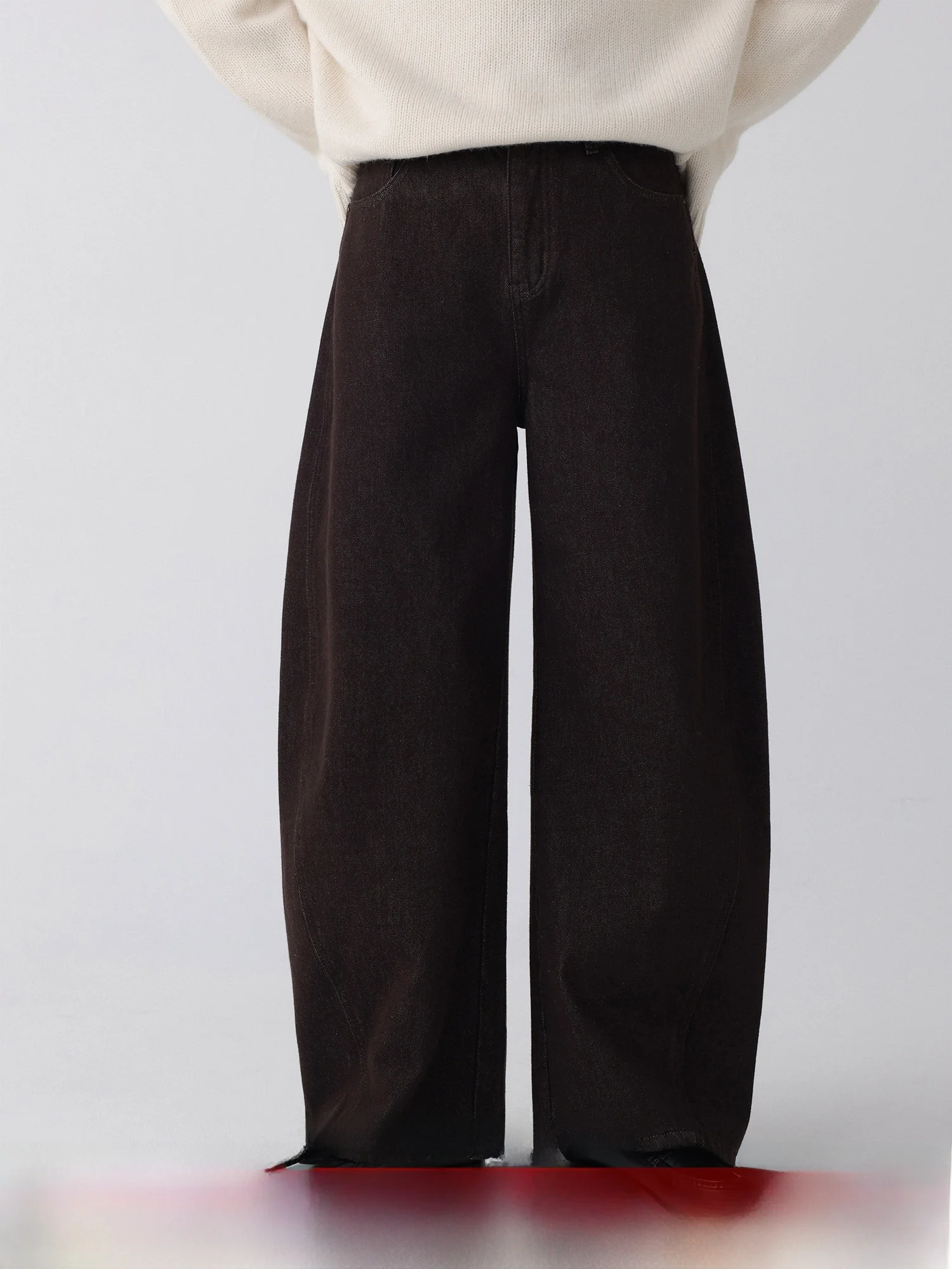 

LowCalorie Winter Mocha Vintage Sle Brown Denim Jeans Casual Pants High Waist Button Closure Loose Fit Autumn Season