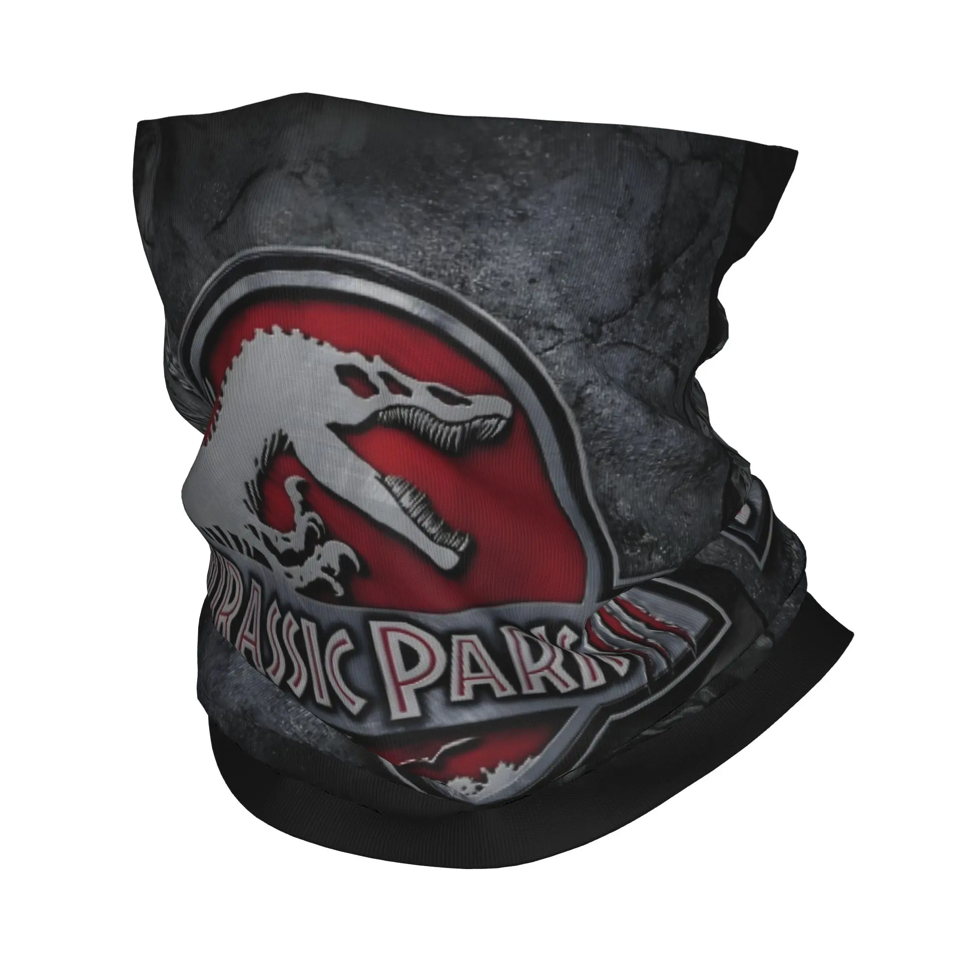 

Custom Adventure Jurassic Park Bandana Neck Warmer Women Men Winter Ski Hiking Scarf Gaiter Retro Movies Science Face Cover