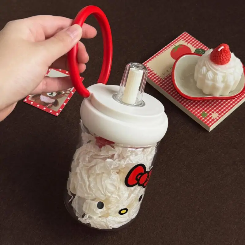 

Anime Hellokitty Straw Cup KT Cat Kawaii Plastic Cup Outdoors Portable Cold Drink Cup Kt Cat Large Capacity Cup Birthday Gifts