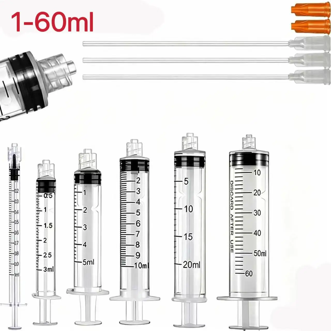 

Plastic Luer Lock Syringe, industrial grade, equipped with 4-inch glue dispensing tip and cap, suitable for grease, glue and oth
