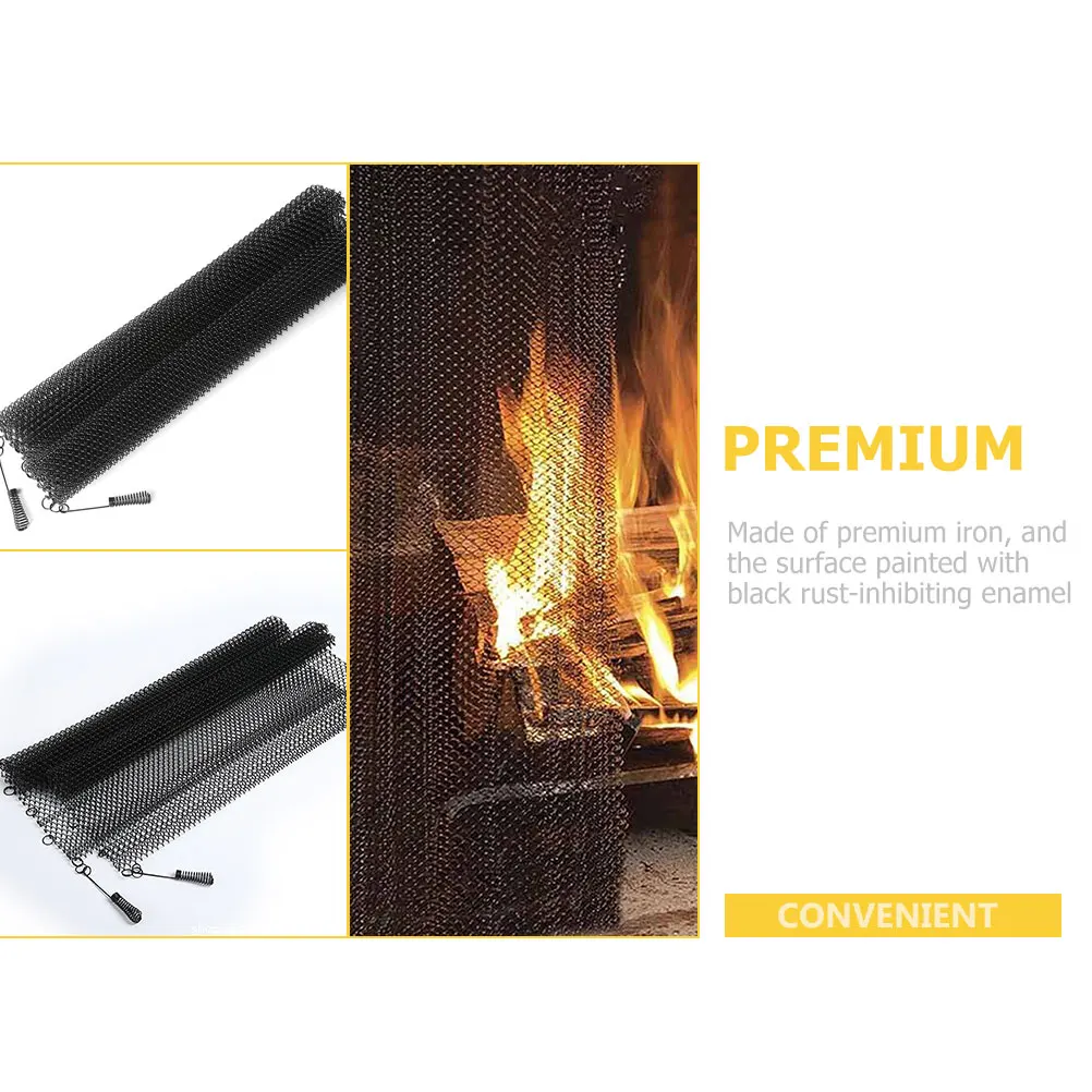 

2pcs Mesh Fireplace Screen Curtains Metal Panels For Home Iron Sparks Guard Panel Flame Protection Hearth Accessory