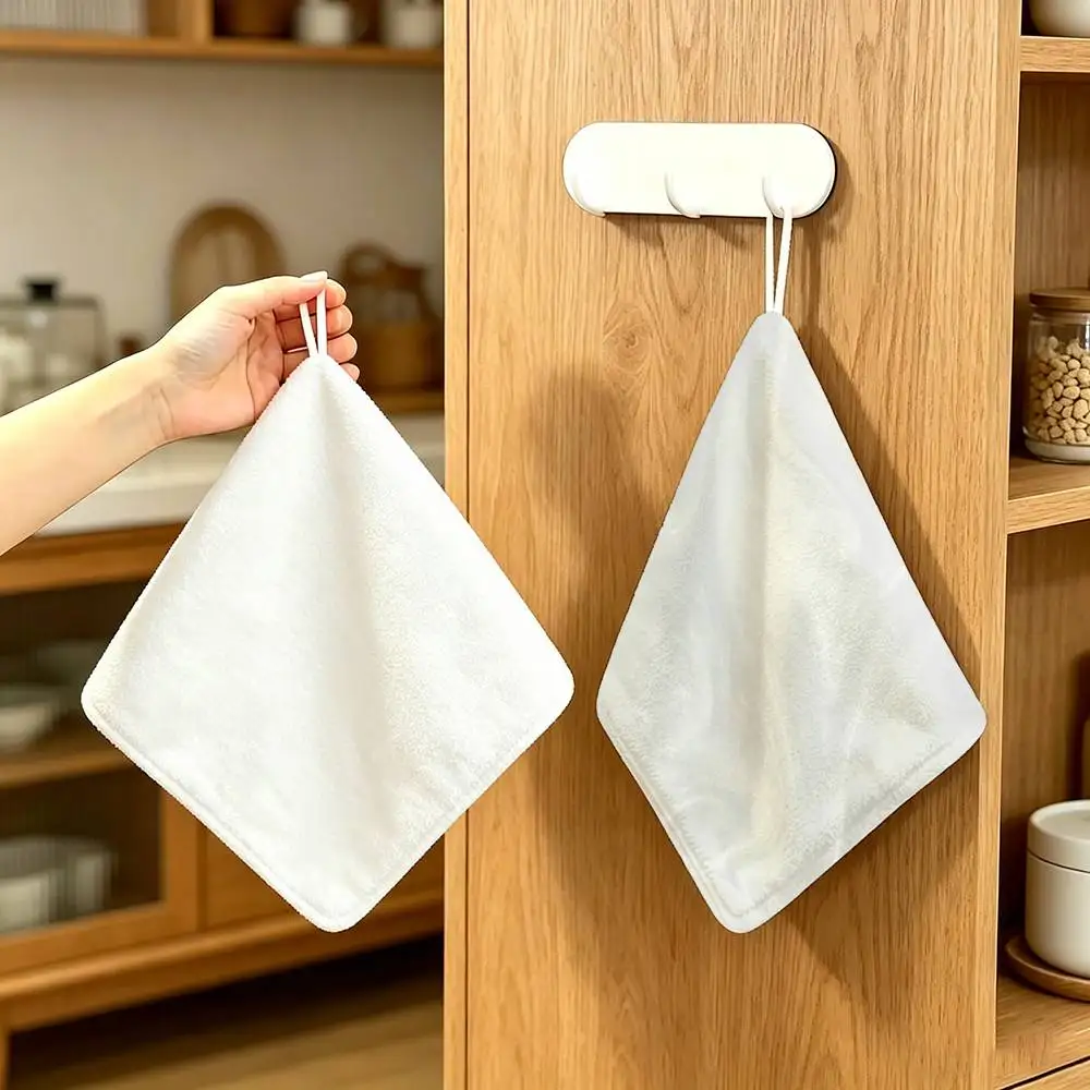 Beauty white  Polyester Cotton Daily Towel Hanging Kitchen Hand Wiping Cloth Durable for Whole House Use