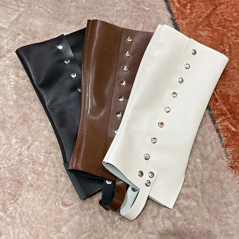 Multicolor Men's Medieval Leather Button Men's Foot Covers Training Exercise Outdoor Hiking Sports Knee Pads Pu Accessories 2025