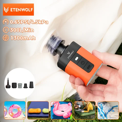 ETENWOLF AIR 3SE bomba de aire eléctrica 1300mAh luz de Camping bomba al aire libre para colchón de aire flotadores de piscina almohadillas para dormir