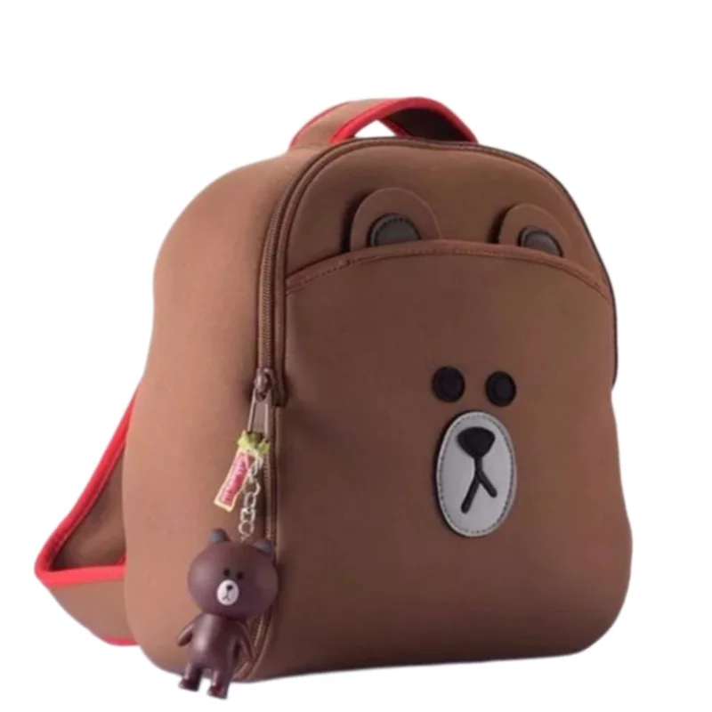 Line Friends brauner Rucksack mit hochwertigem Anime-Cartoon-Print, großes Fassungsvermögen, tragbar, studentenfreundlich und rückenschonend – Detail 5