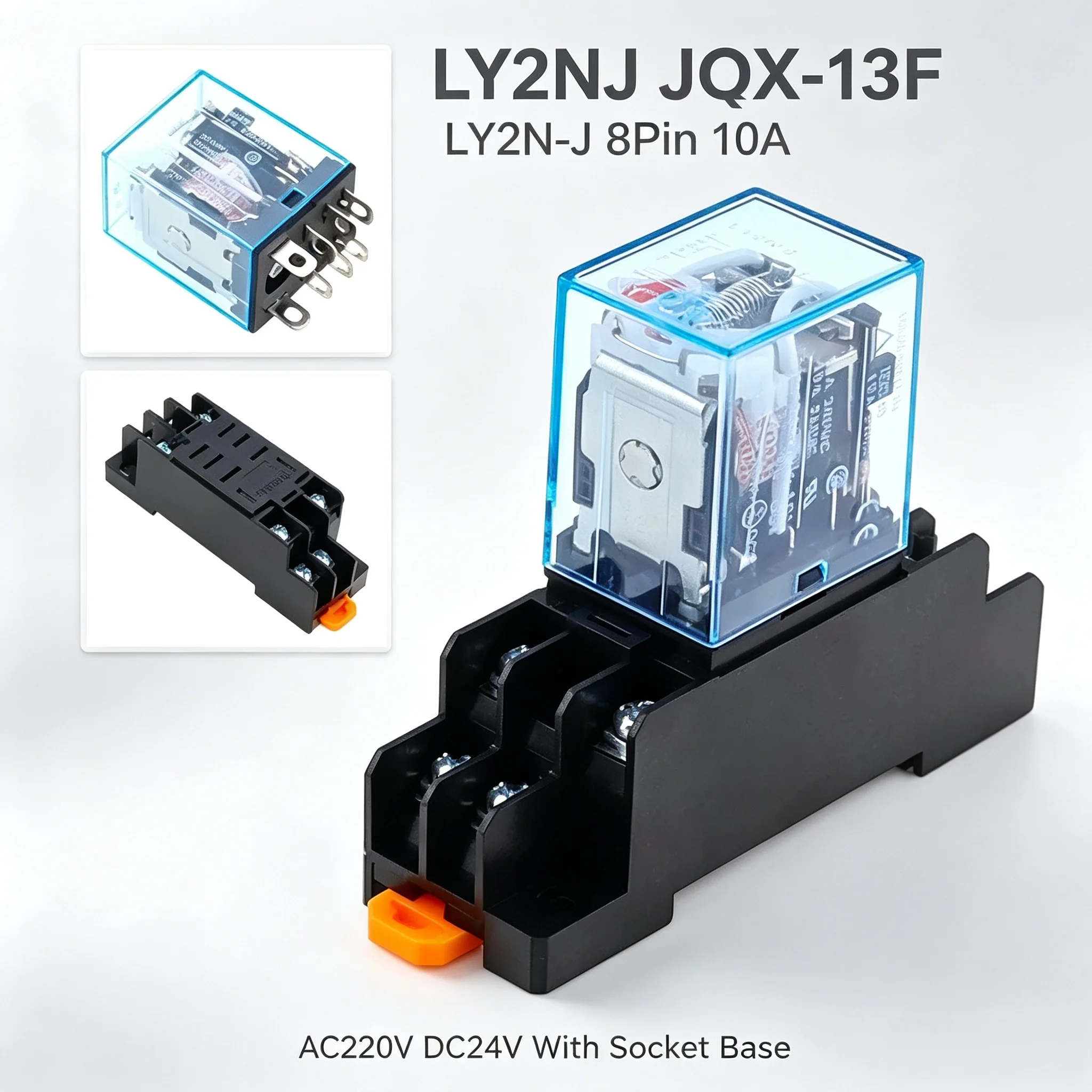 LY2NJ JQX-13F Electromagnetic Intermediate Relay LY2N-J 8Pin 10A AC220V DC24V With Socket Base For Industrial Control Circuit Sw