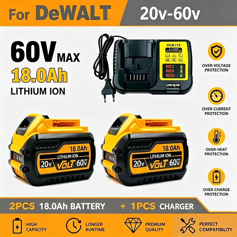 New for Dewalt Lithium Battery 60V universal Lithium Battery Fast Charging DCB609 DCB606 DCB115 DCF512 DCD805 DCF887 Battery