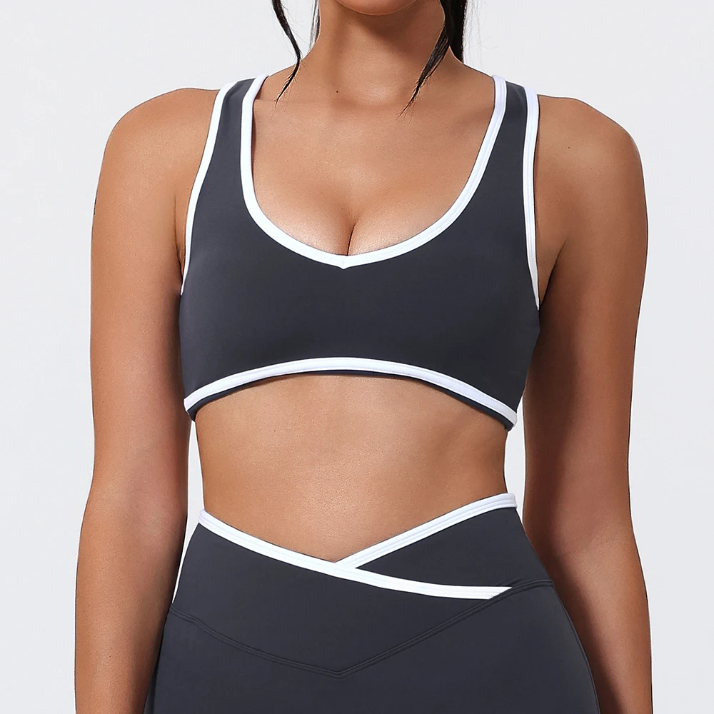 Новый спортивный бюстгальтер для женщин, сексуальный укороченный топ для спортзала, женское нижнее белье, мягкие удобные топы-трубы, женский бюстгальтер с цветными блоками, спортивная одежда