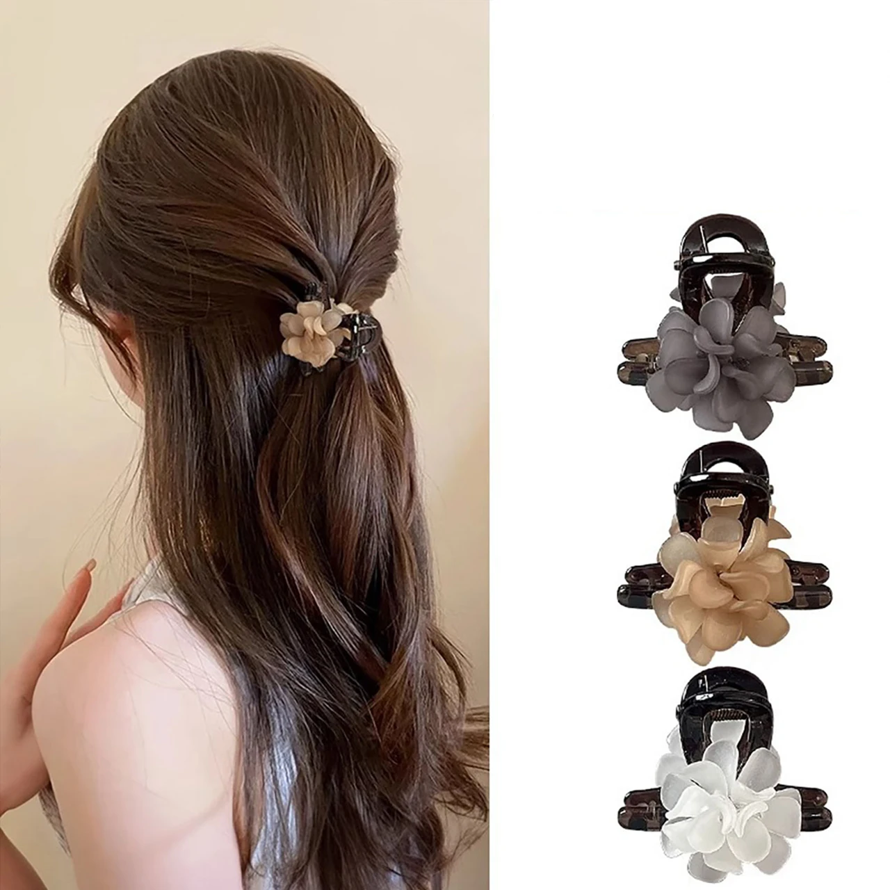 

4,5 см маленькие когти для волос, заколки для волос с милым цветком для девочек, заколки для волос с камелией, головные уборы, женские модные аксессуары для волос