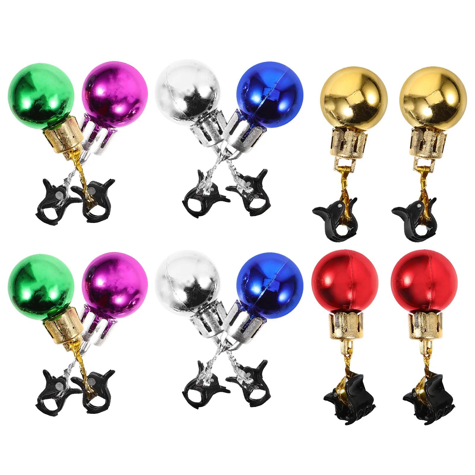 

12Pcs Christmas Beard Bead Bell Charms Reusable Colorful DIY Clip Hair Beard Holiday Costume Accessories Hair Bell Charms