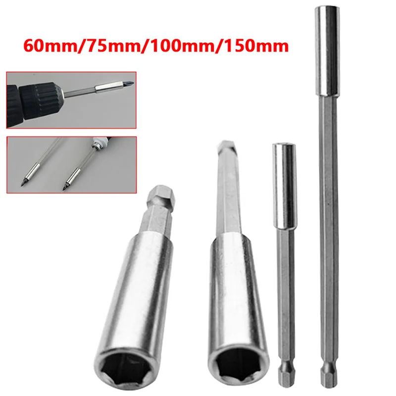 60/75/100/150mm Hex Rod Shank Long Handle Screwdriver Tip Holder 1/4Quick Change Non-slip Hand Tool HexShank Extension Rod Joint